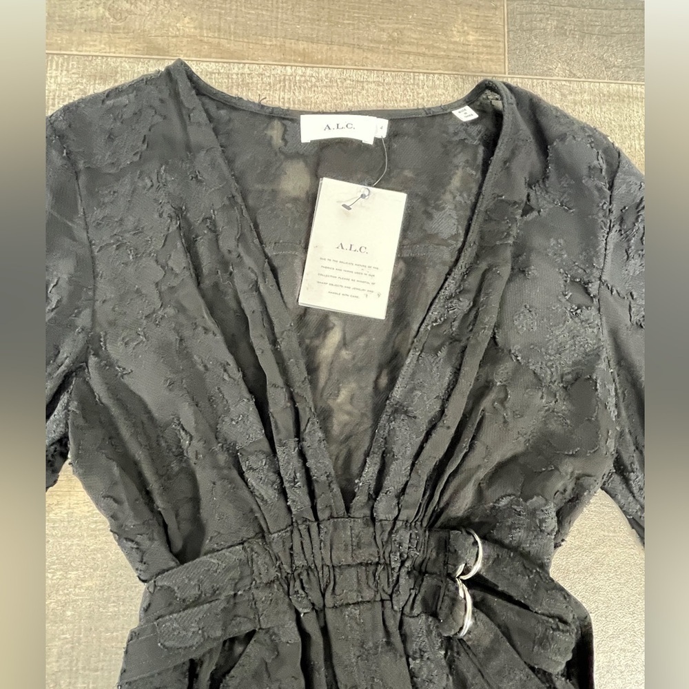 NEW A.L.C. Jezebel V Neck Double Belted Mini Dress - Picture 5 of 15